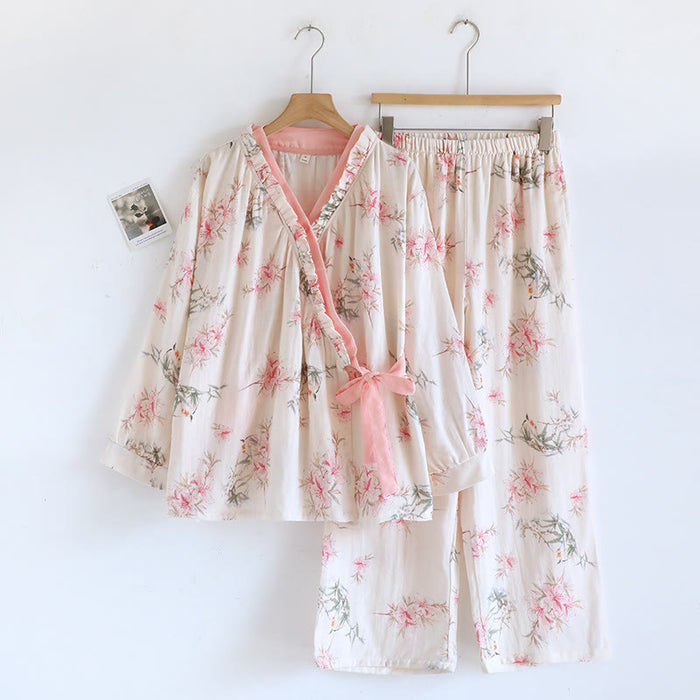 Ownkoti Lily Flower Cotton Kimono Pajama Set - XL - image 0