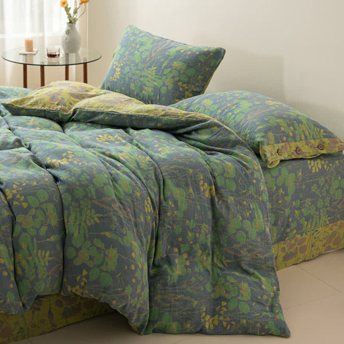 Ownkoti Lotus Pond Cotton Gauze Button Bedding Set (4PCS) - image 2