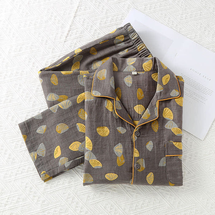 Ownkoti Luxurious Shell Cotton Lapel Pajama Set