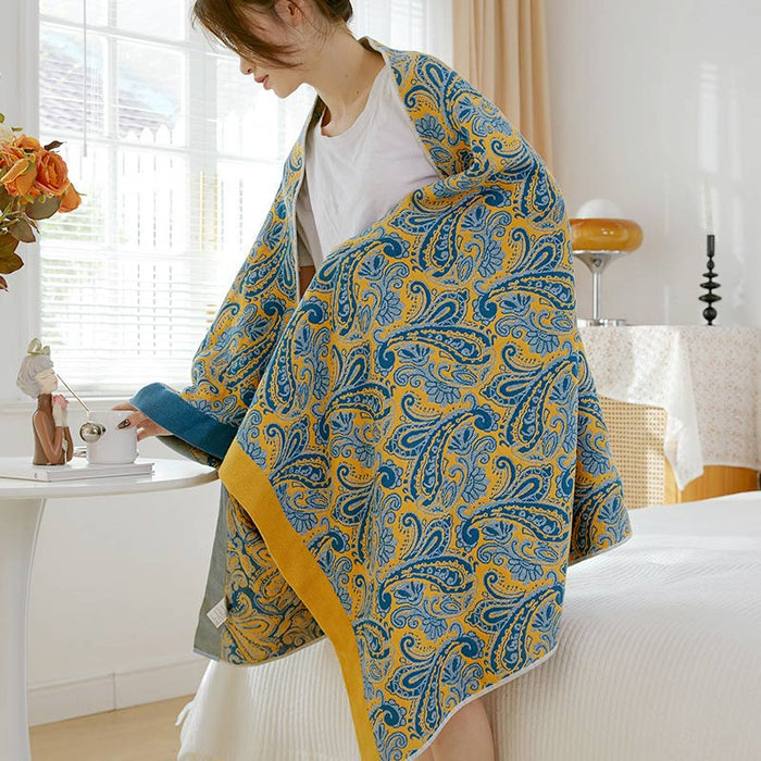 Ownkoti Mixed Color Reversible Gauze Bath Towel Towels Ownkoti Blue & Yellow 90cm x 180cm