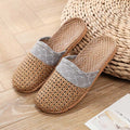Ownkoti Modern Hollow-out Anti-slip Flax Slippers - Gray - 3XL - image 0