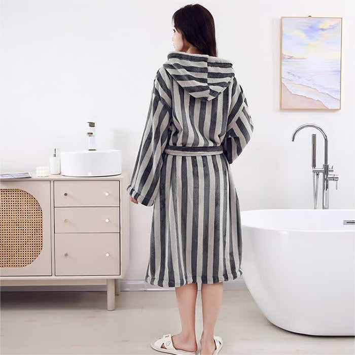 Ownkoti Modern Line Comfy Fleece Hooded Bathrobe