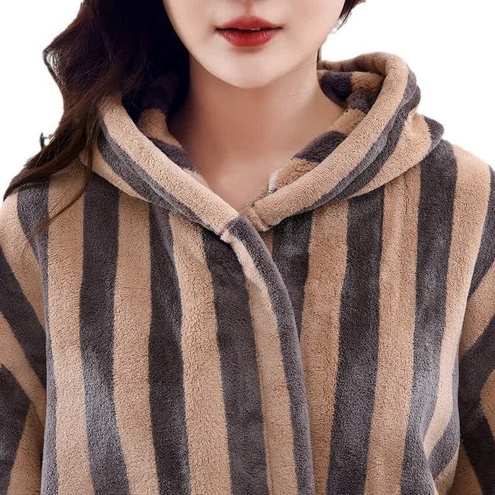 Ownkoti Modern Line Comfy Fleece Hooded Bathrobe