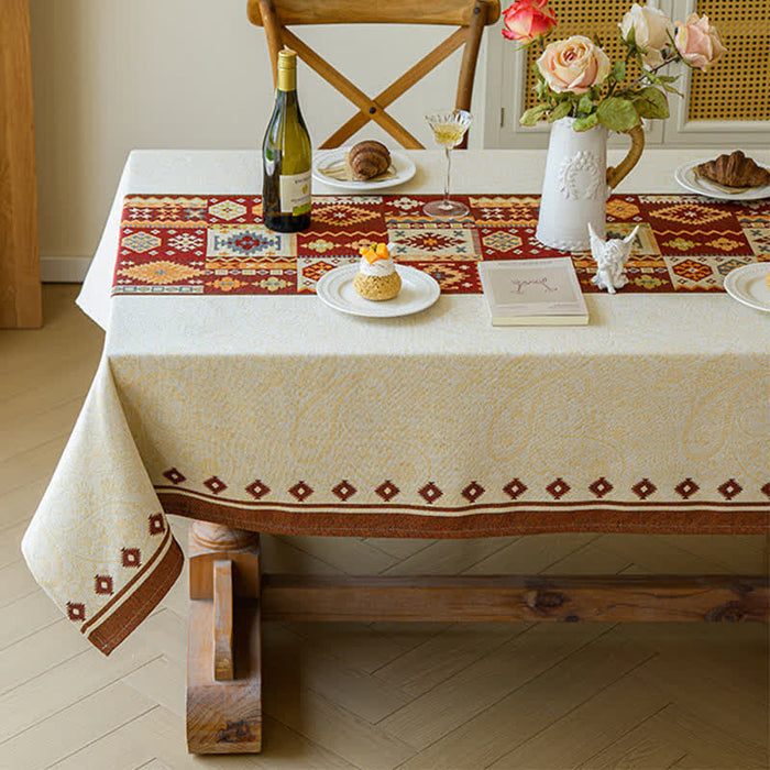 Ownkoti Moroccan Style Jacquard Decorative Tablecloth