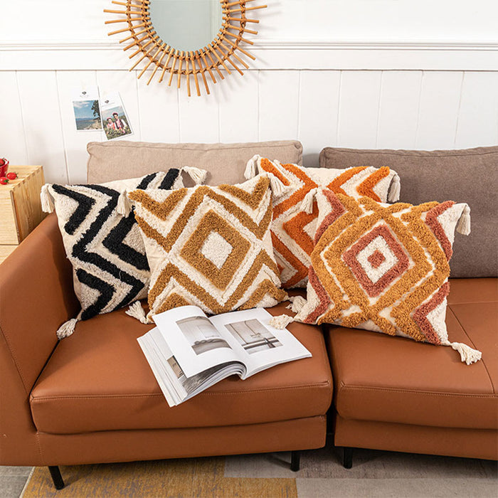 Morocco Jacquard Pillow Cover With Tassels