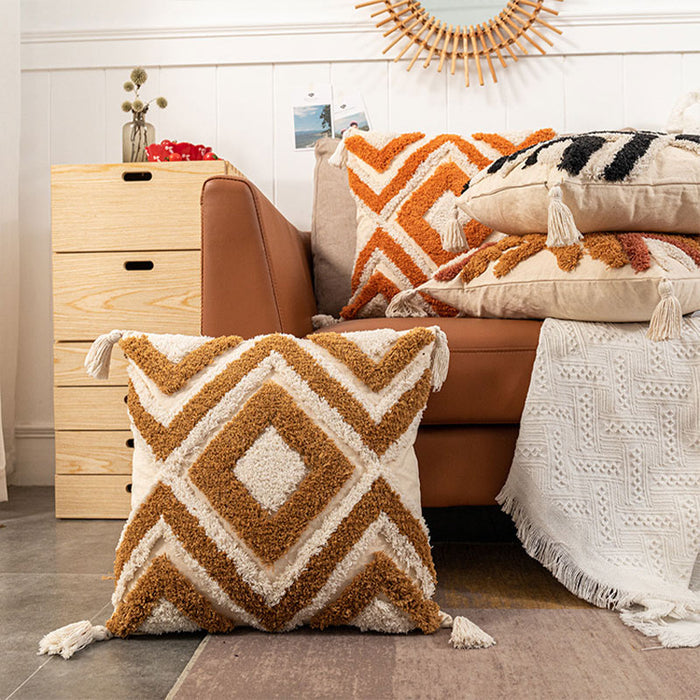 Morocco Jacquard Pillow Cover With Tassels