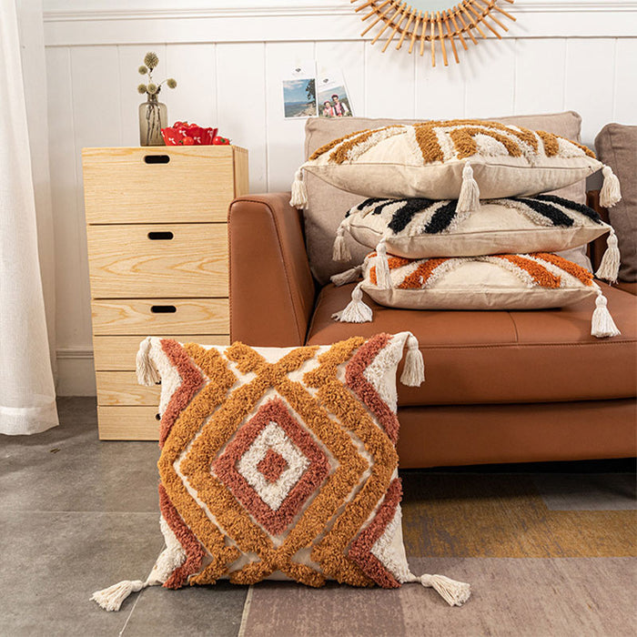 Morocco Jacquard Pillow Cover With Tassels