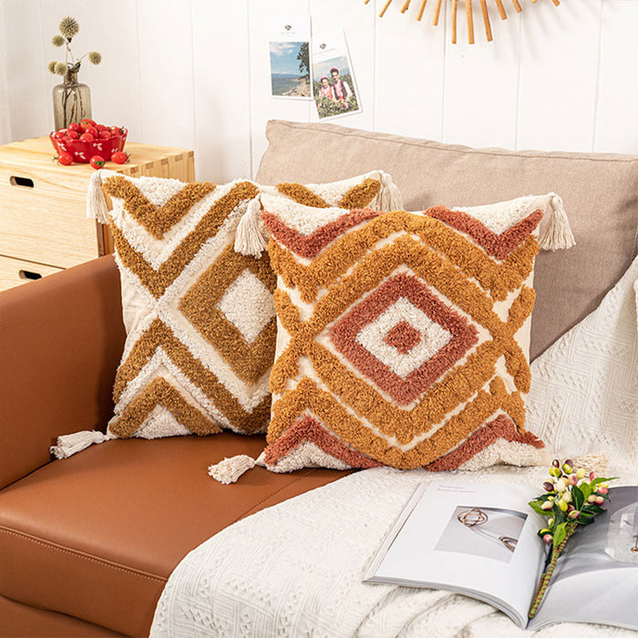 Morocco Jacquard Pillow Cover With Tassels