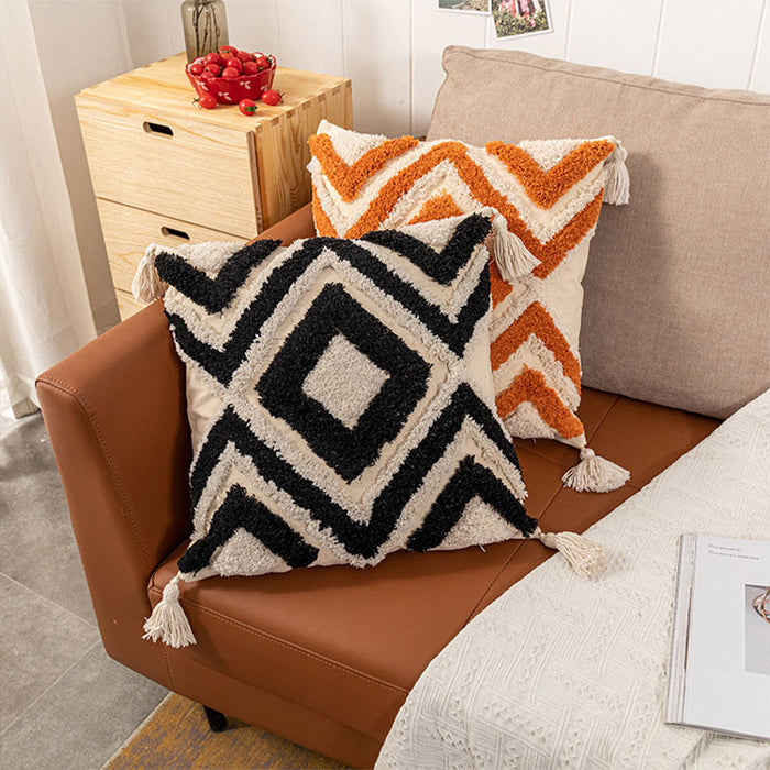 Morocco Jacquard Pillow Cover With Tassels