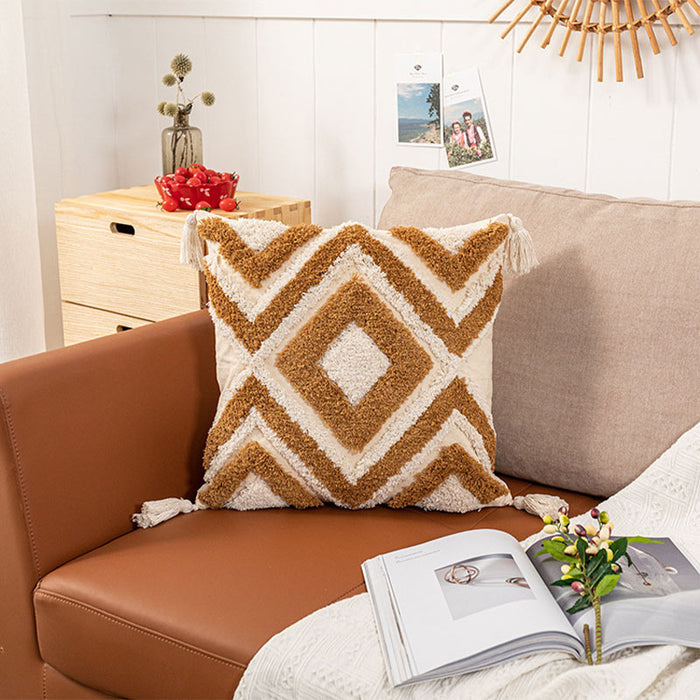 Morocco Jacquard Pillow Cover With Tassels