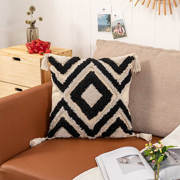 Morocco Jacquard Pillow Cover With Tassels