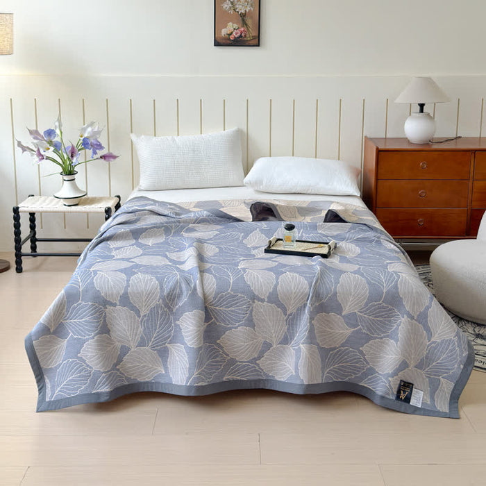 Ownkoti Mulberry Leaf Print Cotton Triple Gauze Quilt