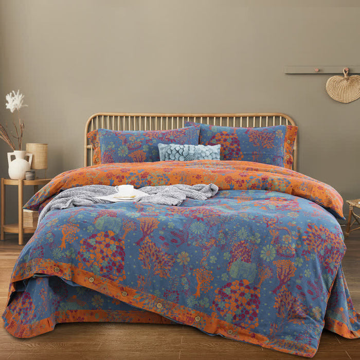 Ownkoti Natural Cotton Gauze Button Bedding Sets (4PCS)
