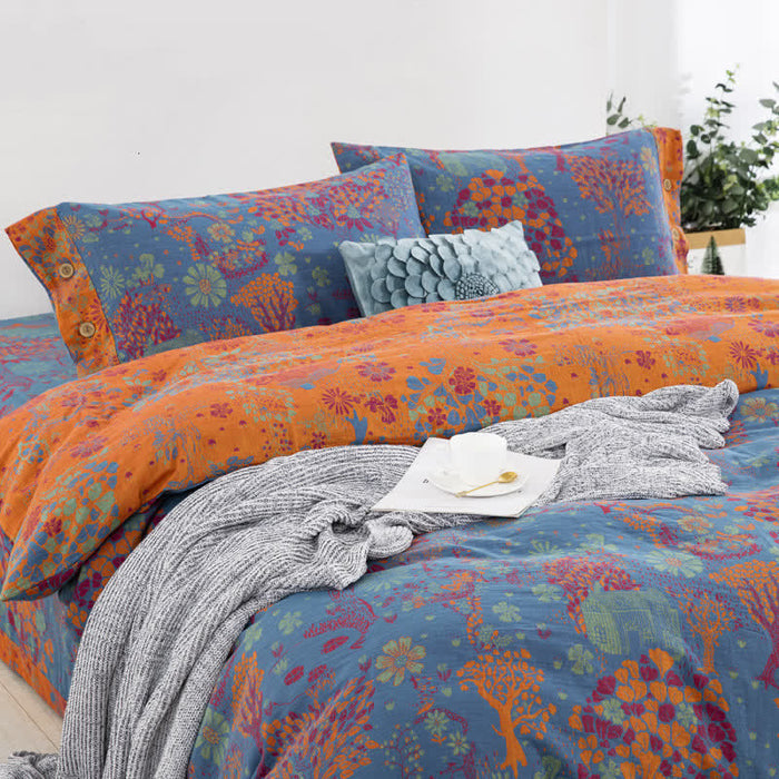 Ownkoti Natural Cotton Gauze Button Bedding Sets (4PCS)