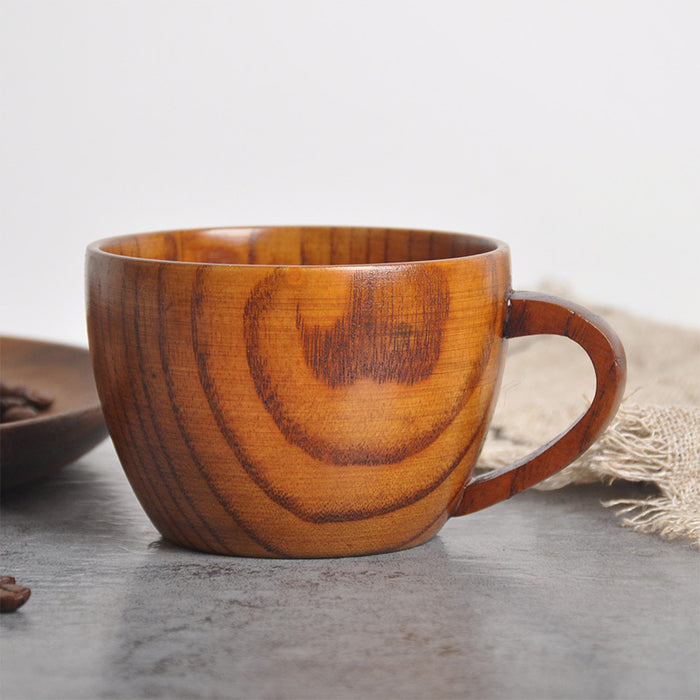 Natural Wooden Tea Cup with Handle (2PCS)