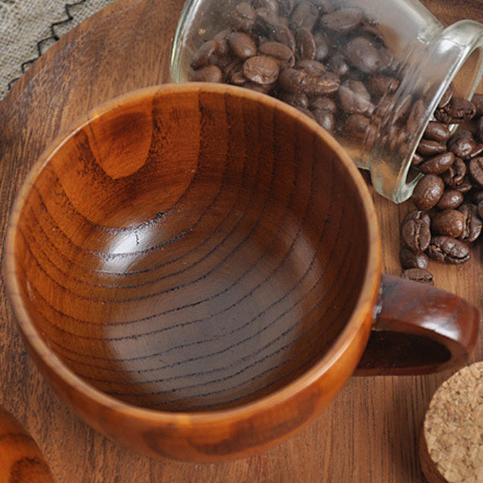 Natural Wooden Tea Cup with Handle (2PCS)