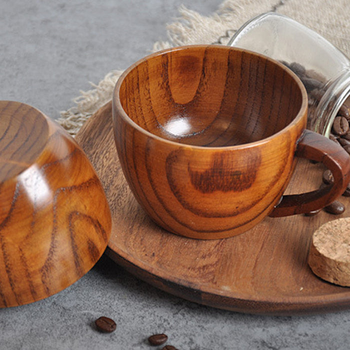 Natural Wooden Tea Cup with Handle (2PCS)