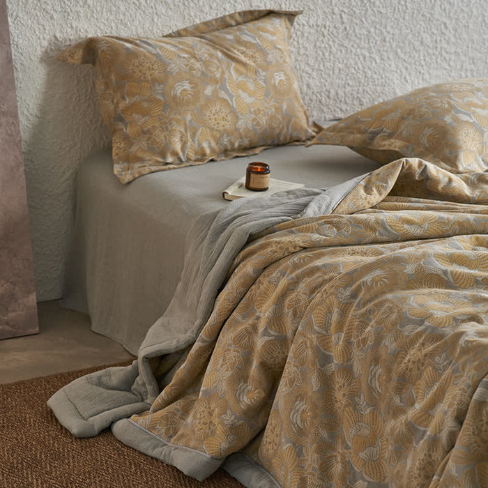 Ownkoti Neutral Floral Cotton Gauze Bedding Collection