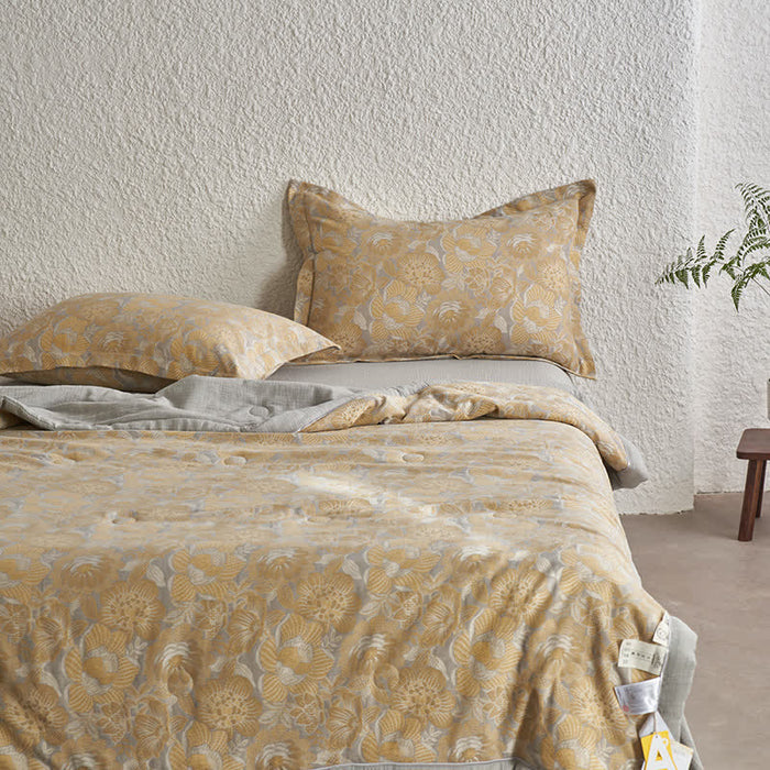 Ownkoti Neutral Floral Cotton Gauze Bedding Collection