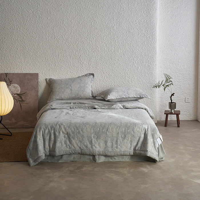 Ownkoti Neutral Floral Cotton Gauze Bedding Collection
