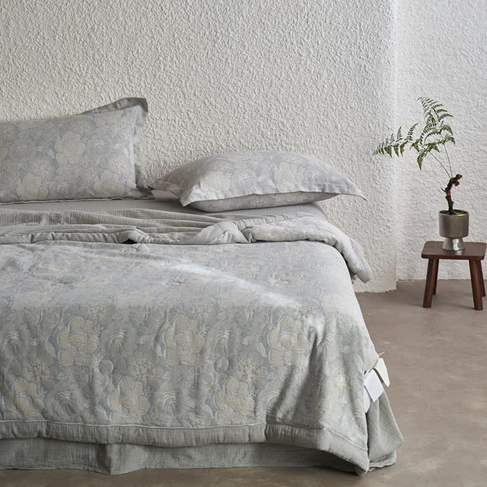 Ownkoti Neutral Floral Cotton Gauze Bedding Collection