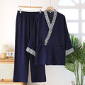Ownkoti Neutral Kimono Cotton  Gauze Pajama Set