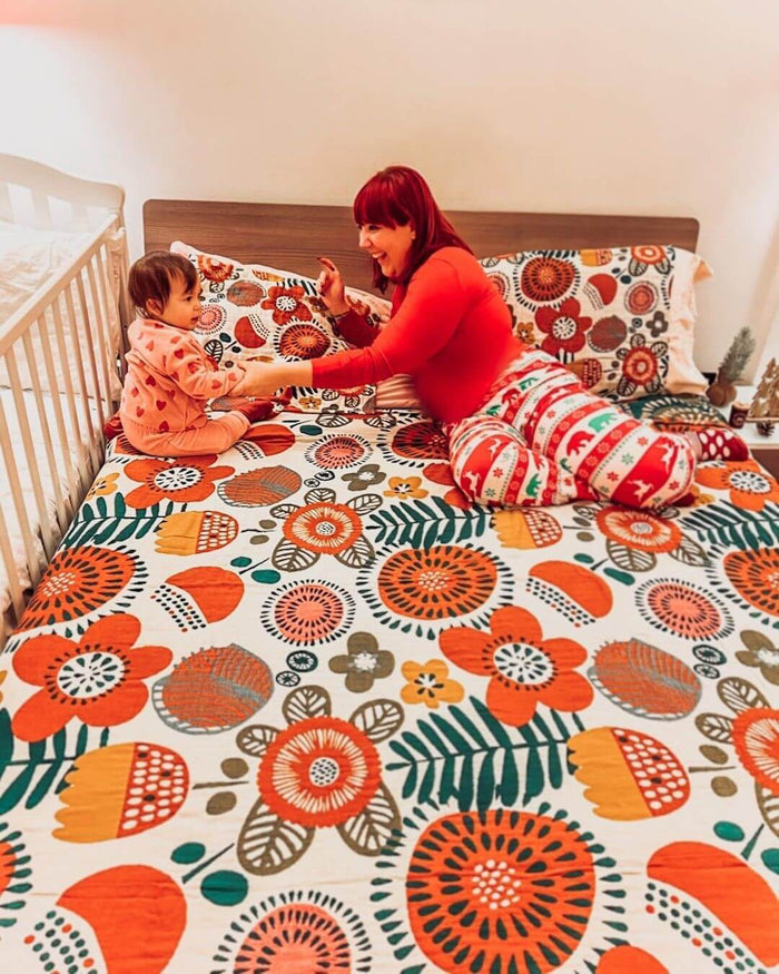 Ownkoti Orange Cartoon Flower Pattern Cotton Quilt Quilts Ownkoti 5