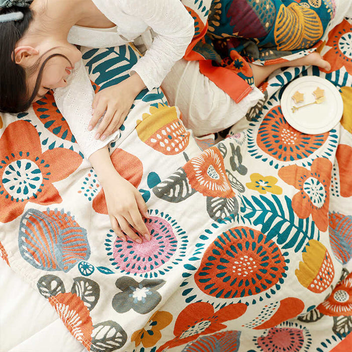 Ownkoti Orange Cartoon Flower Pattern Cotton Quilt Quilts Ownkoti 6