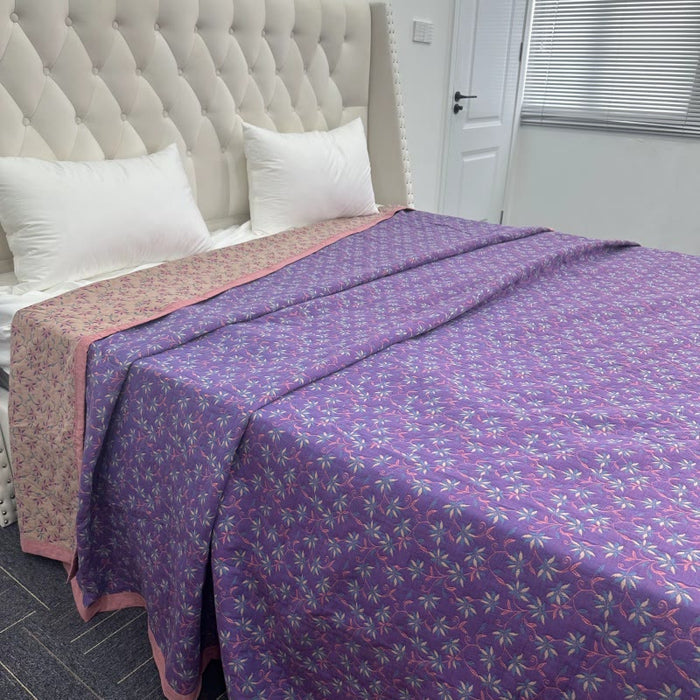 Ownkoti Organic Pure Cotton Reversible Floral Quilt