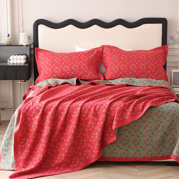 Ownkoti Organic Pure Cotton Reversible Floral Quilt