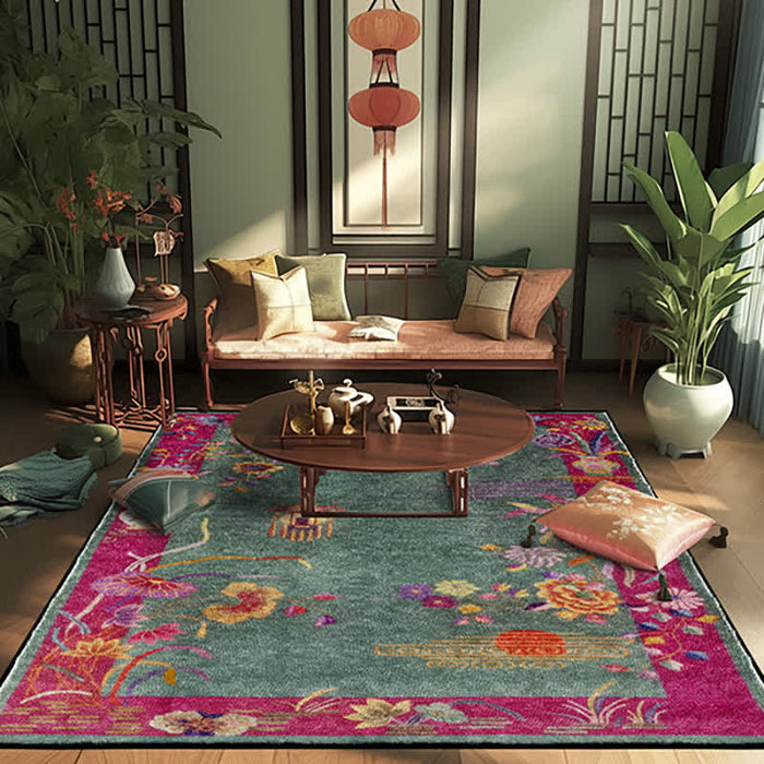 Ownkoti Oriental Floral Anti-slip Washable Area Rug