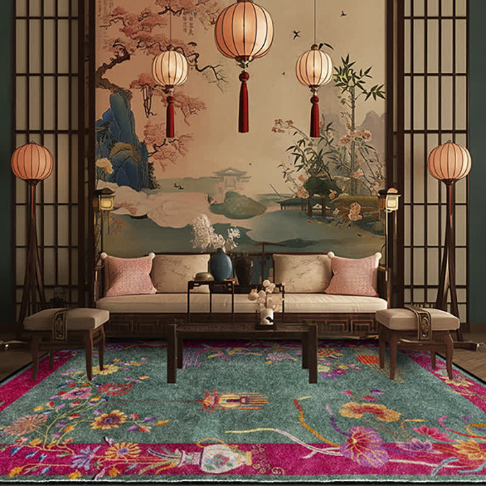 Ownkoti Oriental Floral Anti-slip Washable Area Rug