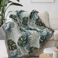 Ownkoti Palm Pattern Sofa Cover Tassel Blanket - As Picture - 71" x 134" - image 1