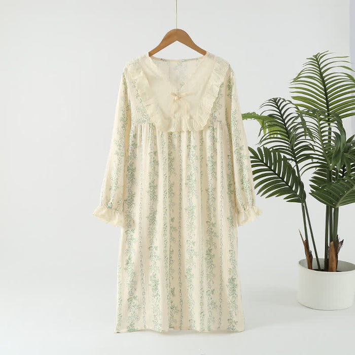 Ownkoti Pastoral Cotton Double Layers Gauze Nightgown