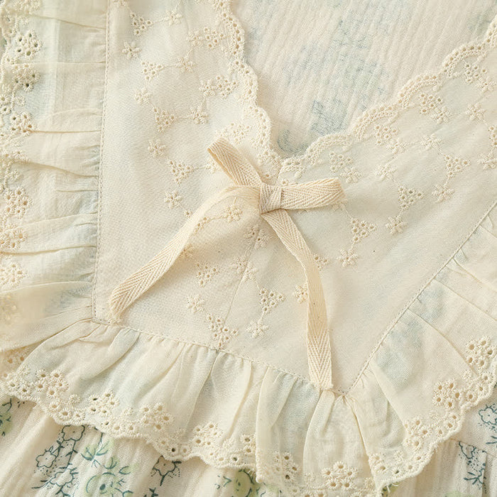 Ownkoti Pastoral Cotton Double Layers Gauze Nightgown