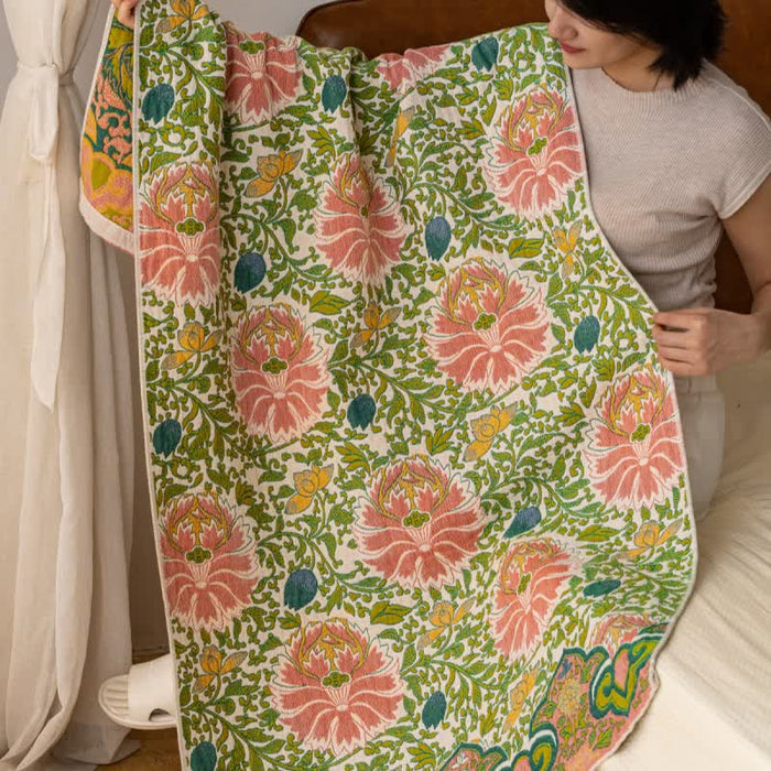 Ownkoti Pastoral Floral Pure Cotton Gauze Absorbent Bath Towel