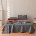 Ownkoti Pastoral Ginkgo Leaf Pattern Cotton Reversible Quilt - Blue & Orange - 2PCS Pillowcases - 19" × 29" - image 0