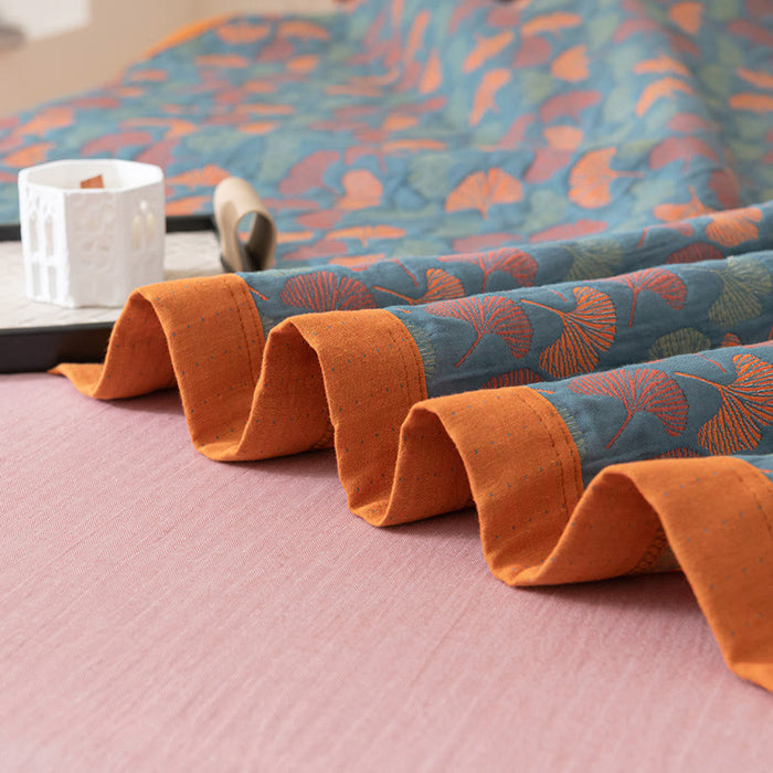 Ownkoti Pastoral Ginkgo Leaf Pattern Cotton Reversible Quilt - image 5