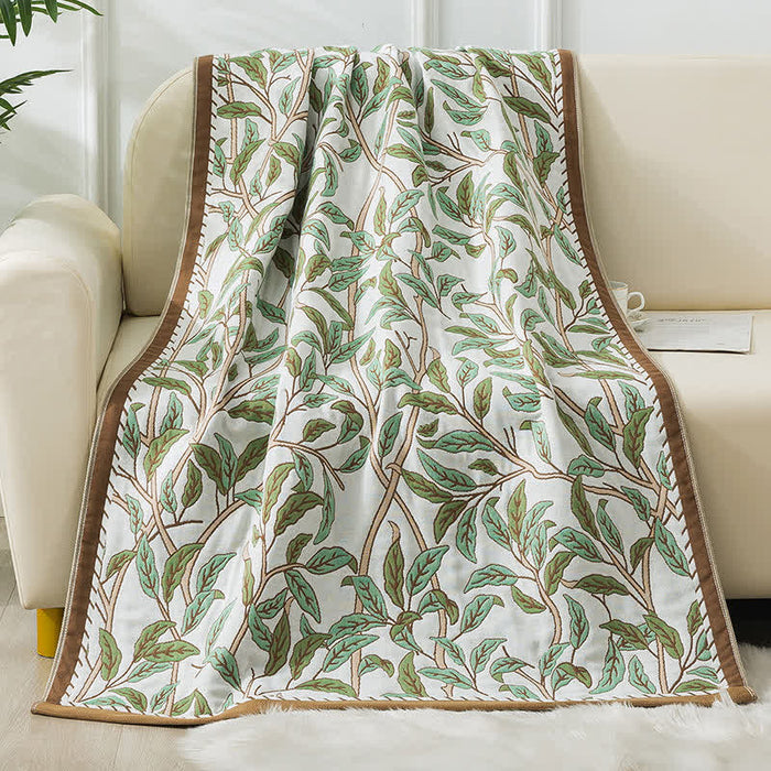 Ownkoti Pastoral Leaf Cotton Gauze Soft Bath Towel