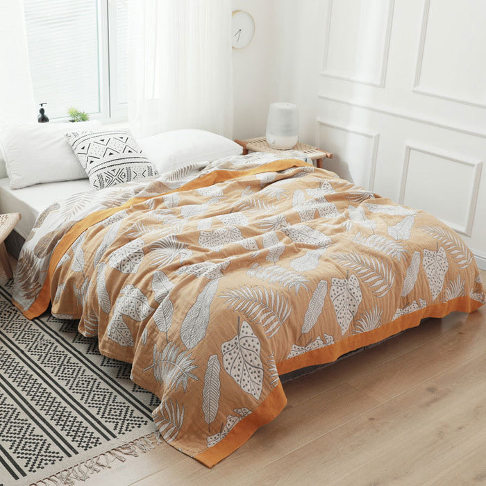 Pattern Cotton Gauze Soft Reversible Blanket