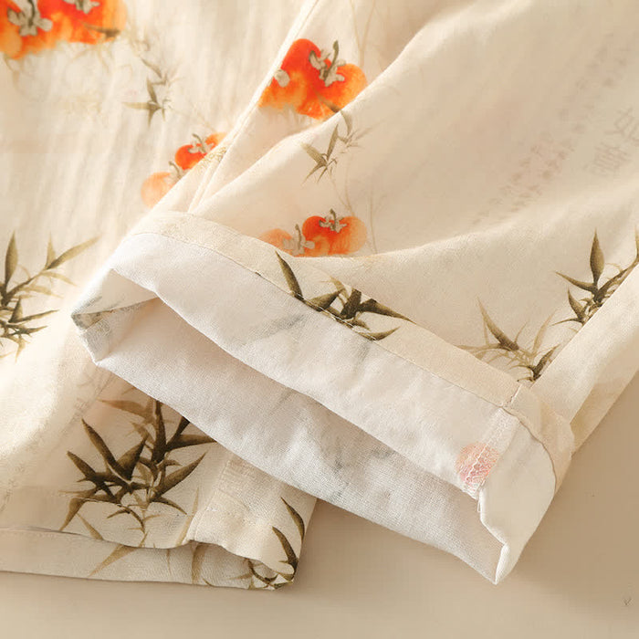 Ownkoti Persimmon Double Layer Gauze Nightwear Set