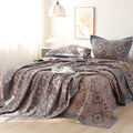 Ownkoti Petal Flower Pattern Cotton Reversible Quilt - Quilt with 2pcs Pillowcases - Purple - King - image 0
