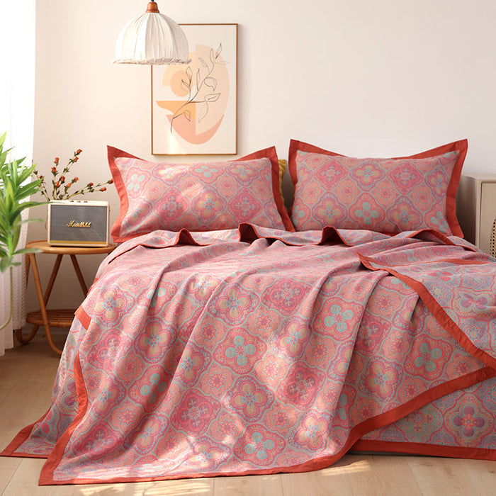 Ownkoti Petal Flower Pattern Cotton Reversible Quilt - Quilt with 2pcs Pillowcases - Pink - King - image 3