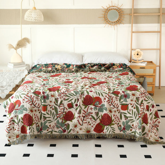 Ownkoti Pine Print Cotton Gauze Reversible Quilt