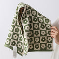 Ownkoti Plaid Flower Breathable Cotton Towel - Green - 70cm x 140cm - image 0