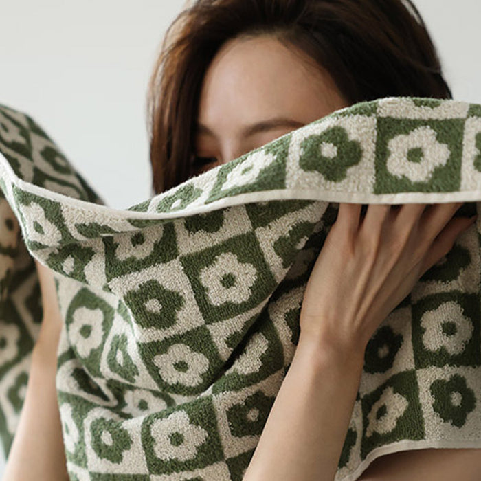 Ownkoti Plaid Flower Breathable Cotton Towel - image 1
