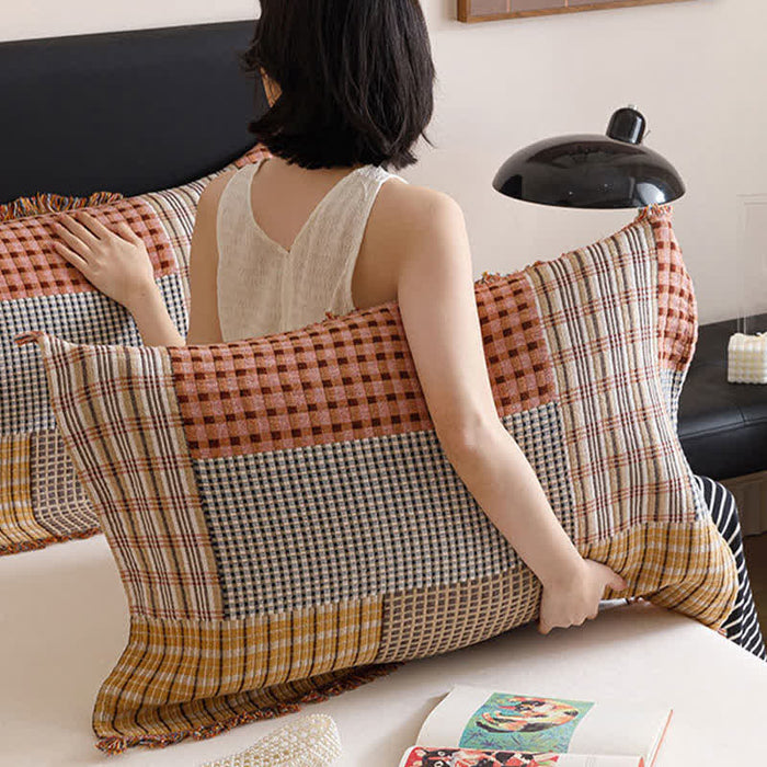 Ownkoti Plaid Print Four-layer Cotton Gauze Tassel Quilt - image 5