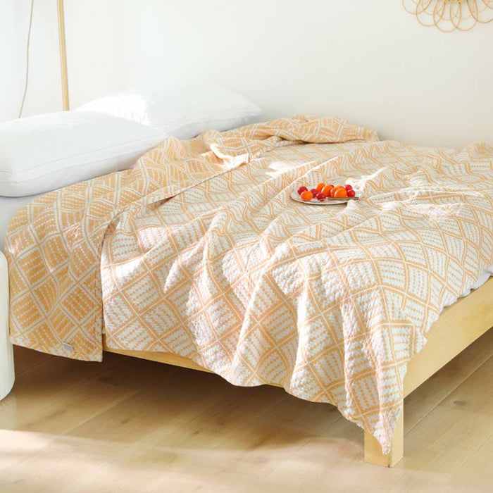 Ownkoti Plaid Pure Cotton Three Layers Quilt - Yellow - Queen - image 7