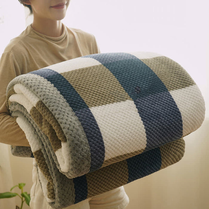 Ownkoti Plaid Warm Coral Fleece Throw Blanket