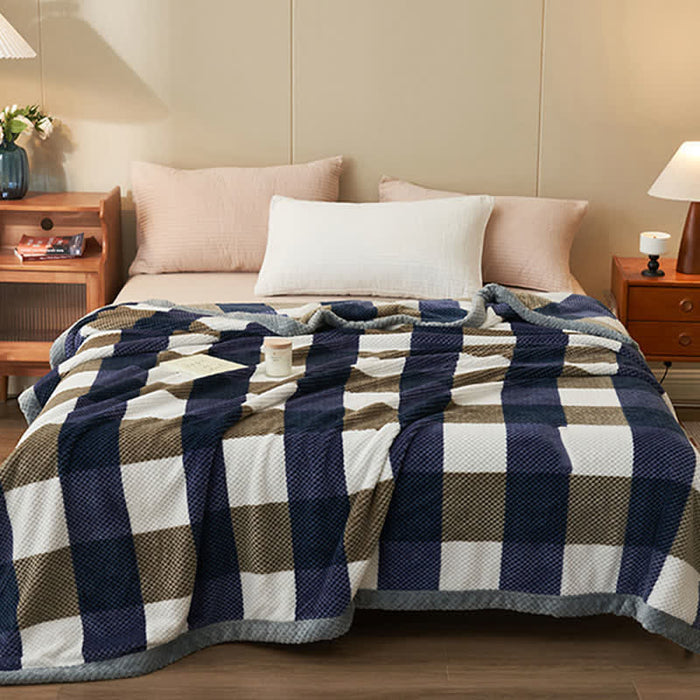 Ownkoti Plaid Warm Coral Fleece Throw Blanket